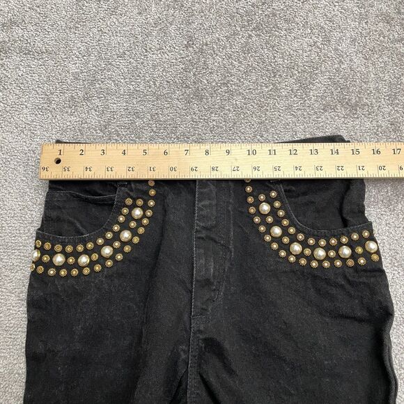 Brighton Blue Lexicco Vintage Studded Denim Jeans Womens 11/12 Black Straight - Picture 5 of 13